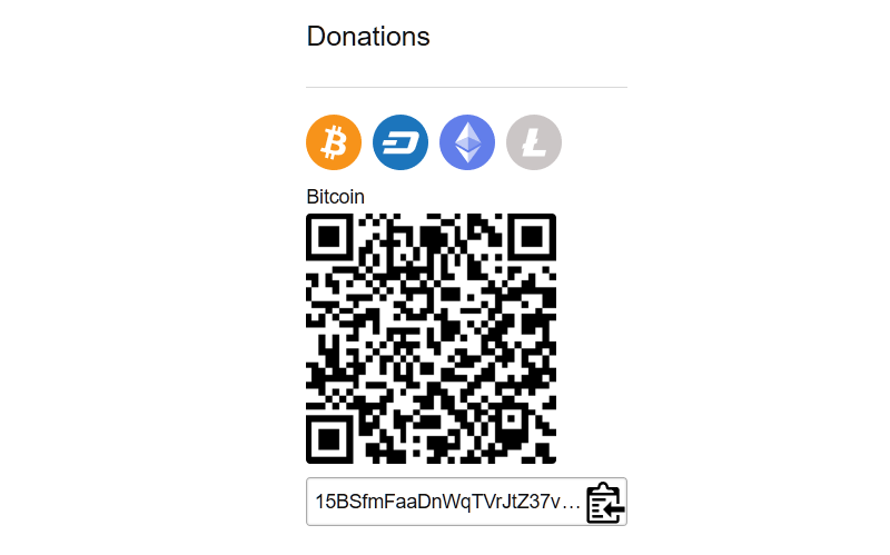 crypto donation address page ui design