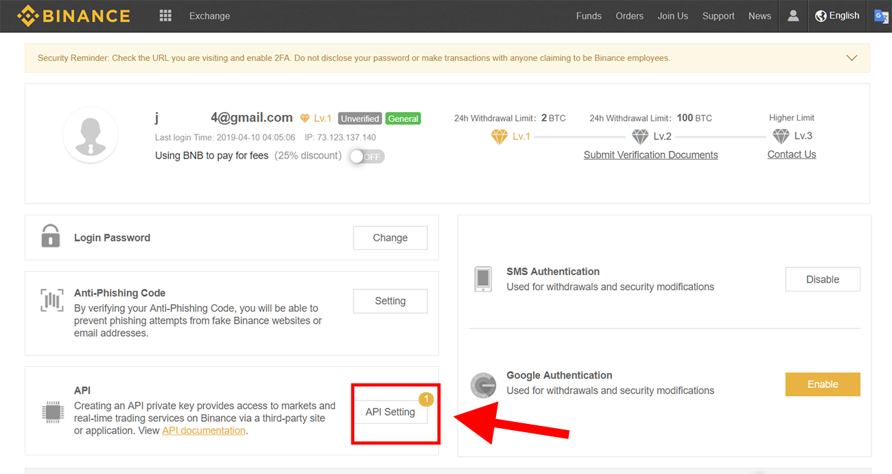 Binance API Keys – Fiat Autosettlement – MyCryptoCheckout