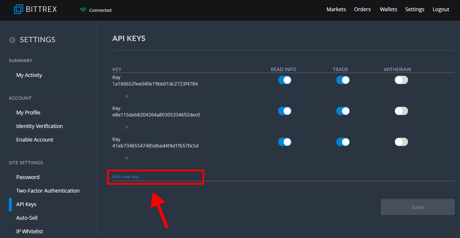 Bittrex API Keys – Fiat Autosettlement – MyCryptoCheckout
