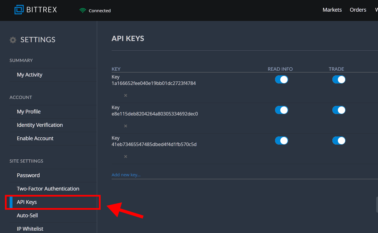 Bittrex API Keys – Fiat Autosettlement – MyCryptoCheckout